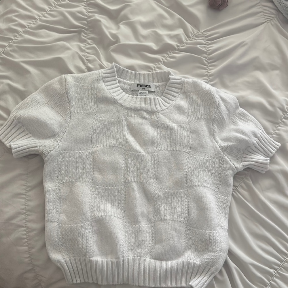 A short sleeve sweater from Tilly’s. Rarely ever warn. Super cute.